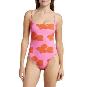 Nu Swim One Piece Swimsuit Sz XL Noodle Floral Print Pink Orange Flowers NEW